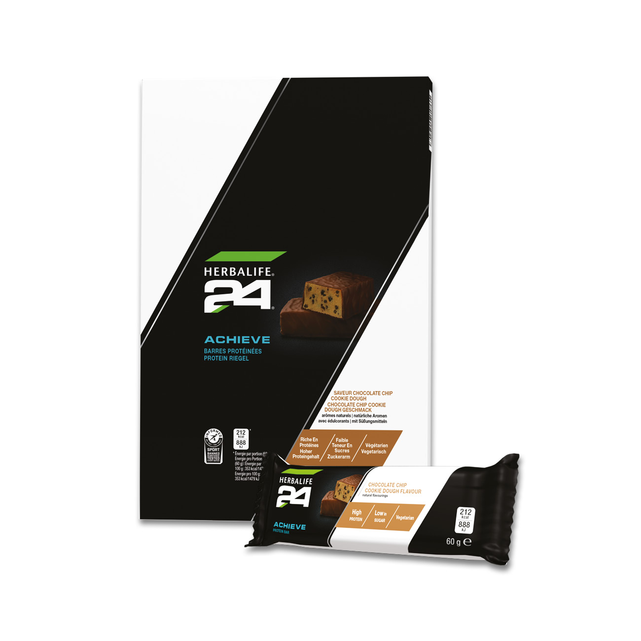 Barres protéinées Achieve H24 saveur Chocolate Chip Cookie Dough 6 x 60g