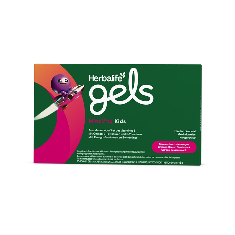 Herbalife Gels MindVita Kids Saveur citron baies rouges 30 gommes gel à mâcher