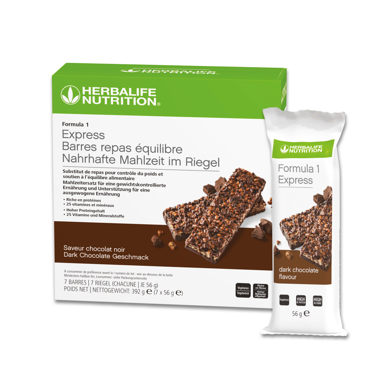 Barres Repas Équilibre Formula 1 Express saveur Chocolat Noir 7 barres de 56g