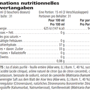 Herbal Aloe Concentrate Original 473 ml — nutrition information