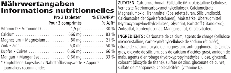 Xtra-Cal® 131 g — nutrition information