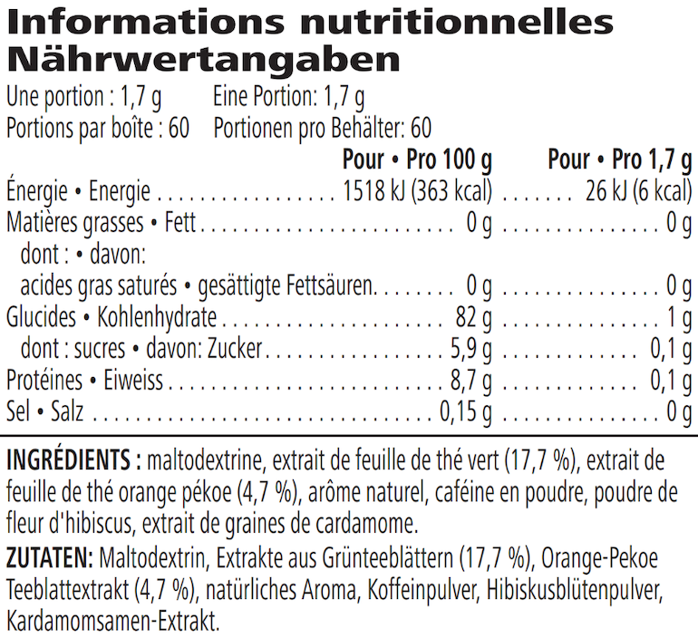 Instant Herbal Beverage Original 102 g — nutrition information