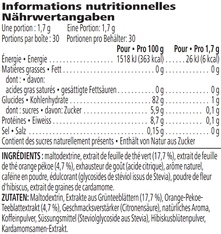 Instant Herbal Beverage Lemon 51 g — nutrition information