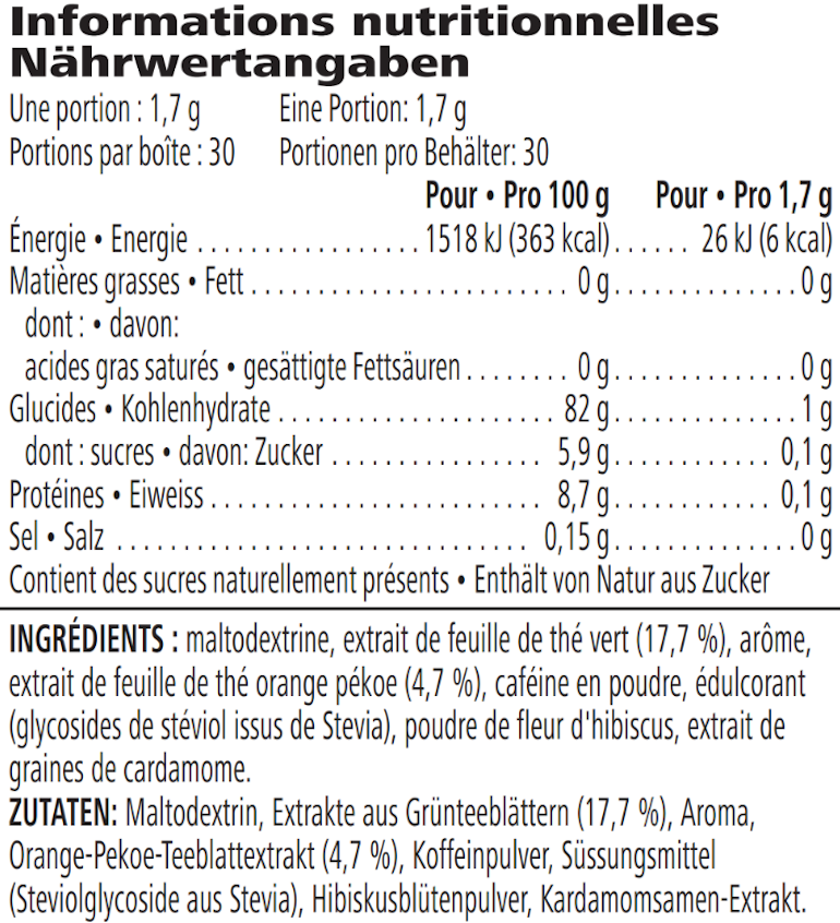 Instant Herbal Beverage Raspberry 51 g — nutrition information
