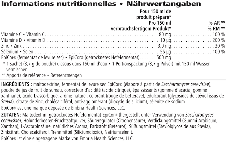 Immune Booster, 21 sachets Wild Berry — nutrition information