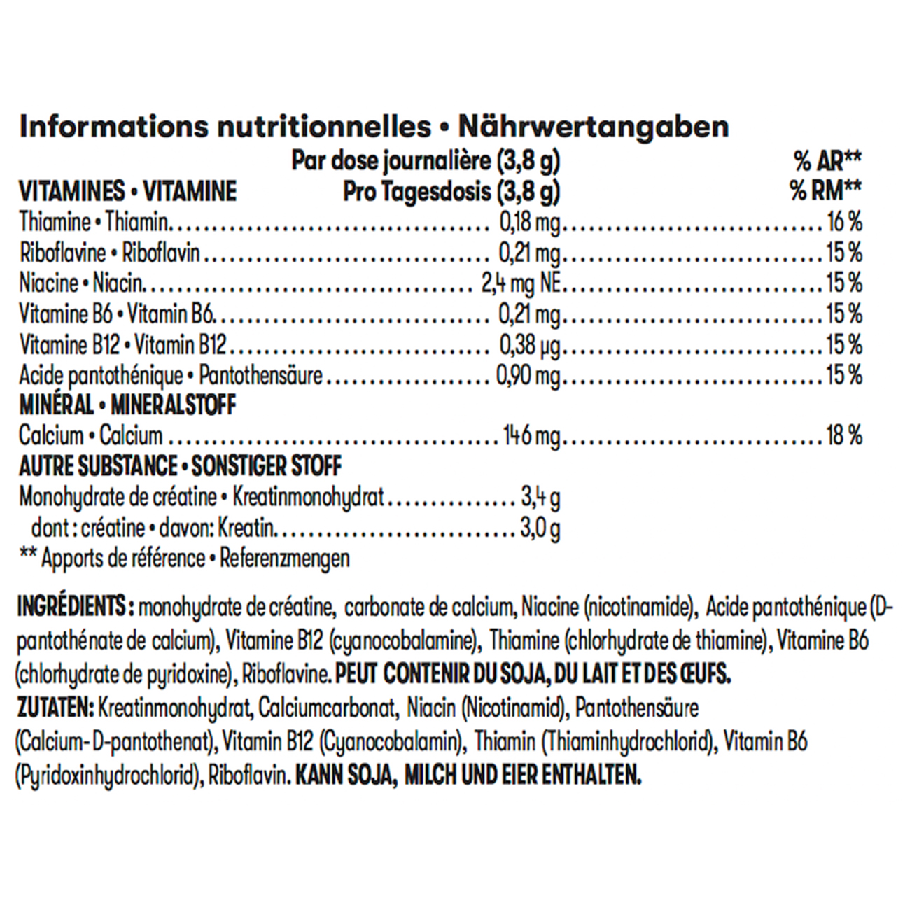 Herbalife24 Creatine+ Unflavoured — nutrition information